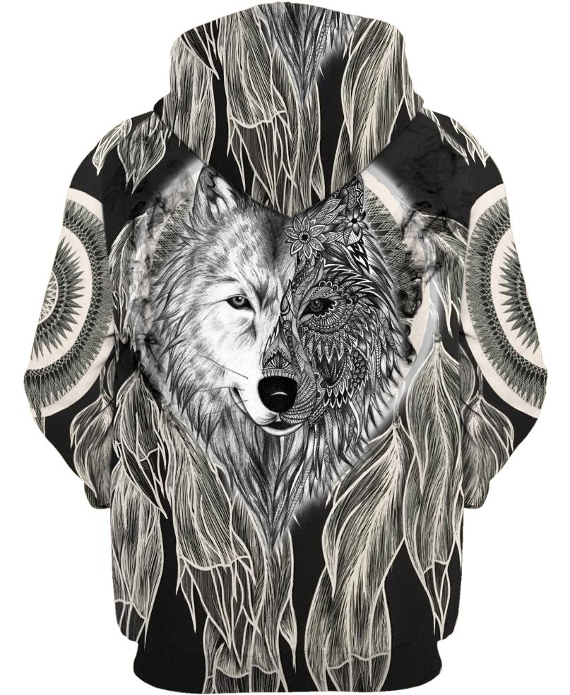 Native American Wolf Black And White