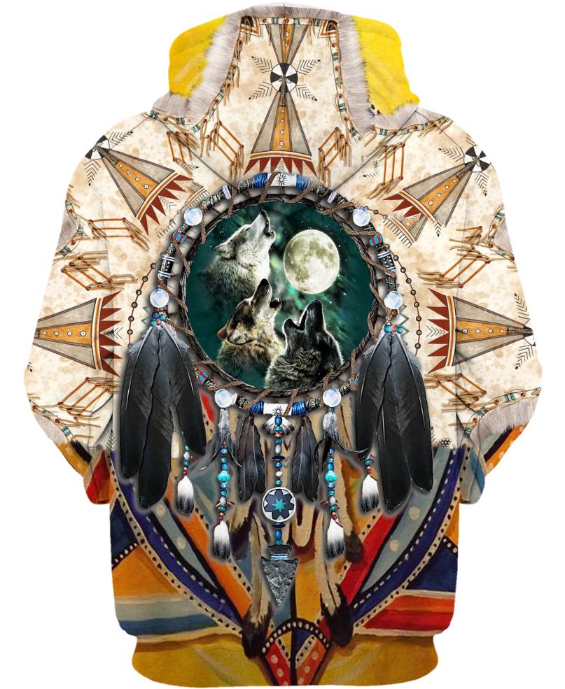Native American Three Wolves Dreamcatcher