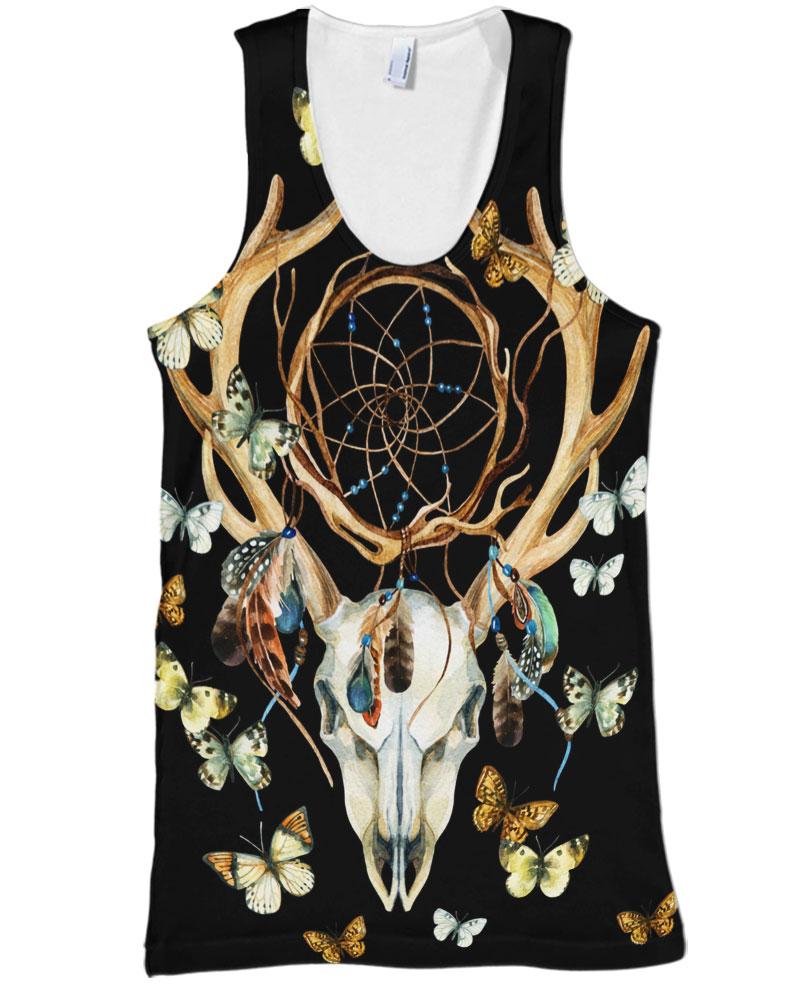 Native American Deer Skull Butterfly