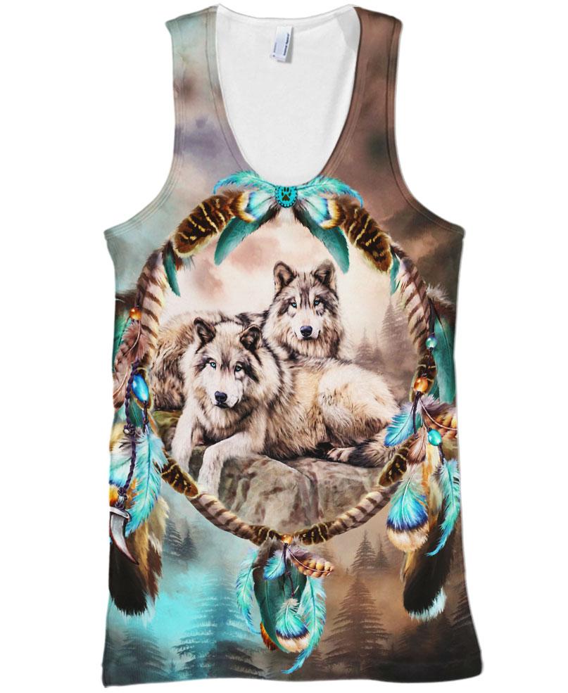 Native American Cute Wolves Couple