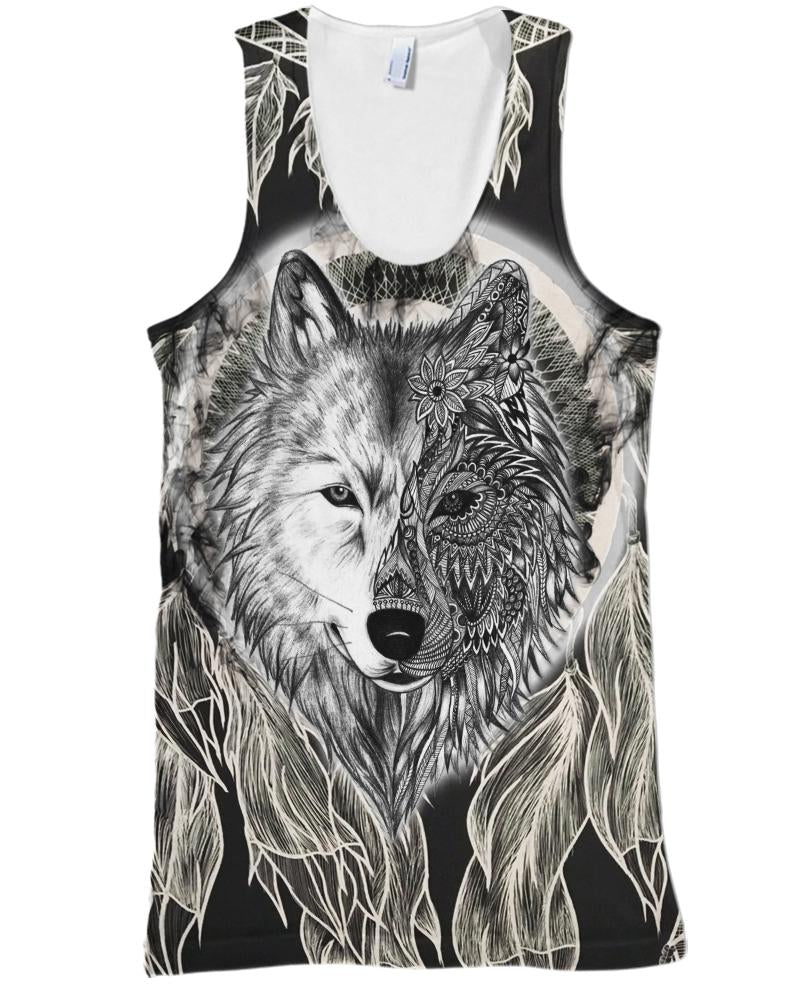 Native American Wolf Black And White