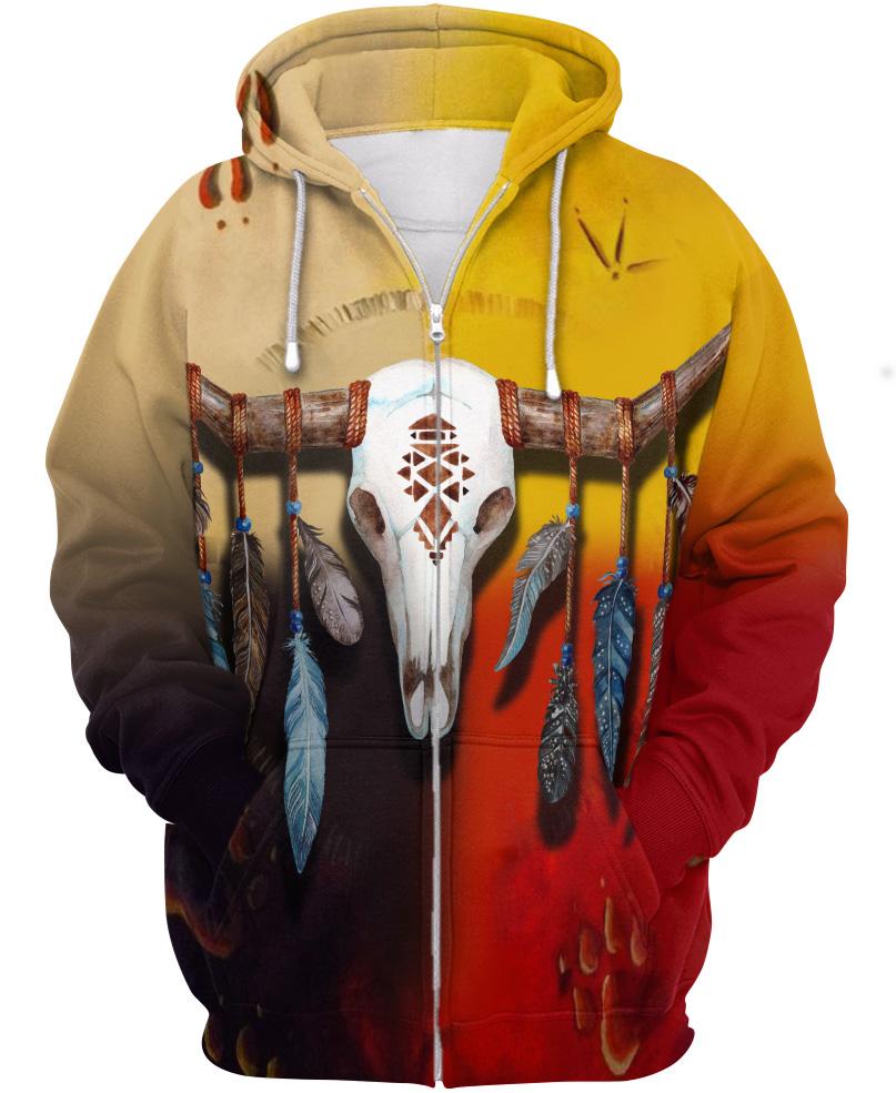 Native American Skull Colourful