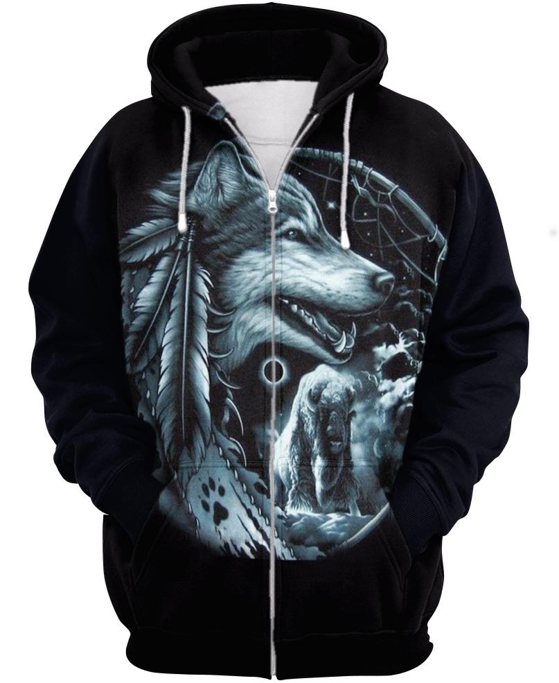 Native American The Fight Between Wolf & Buffalo