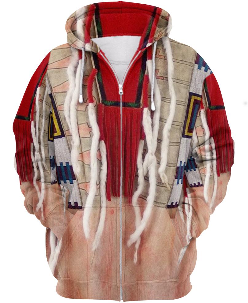 Native American Red Necklace White Feather