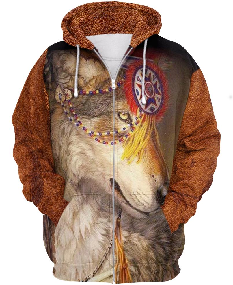 Native American Brown Wolf Head