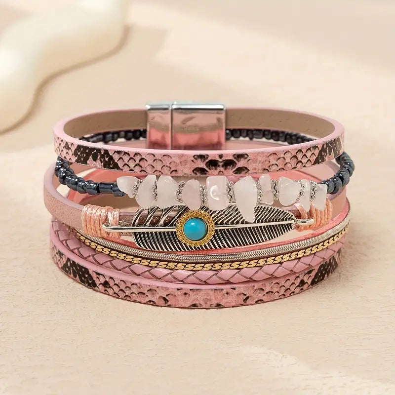 Leather Ethnic Bracelent