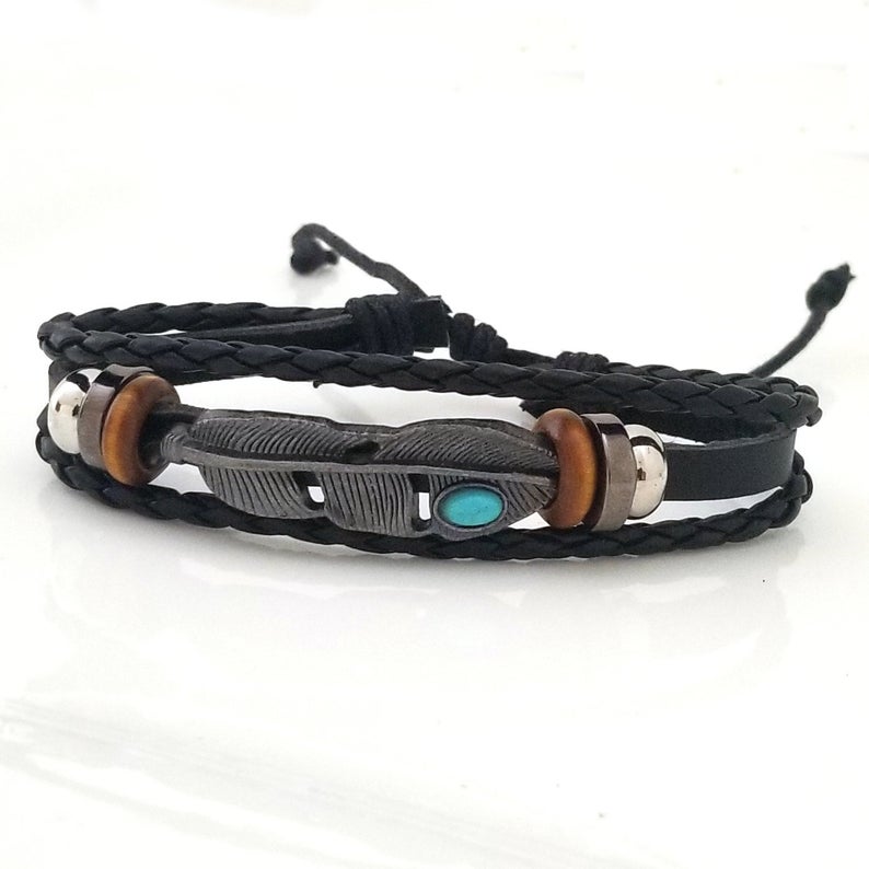 Turquoise Feather Bracelet Set