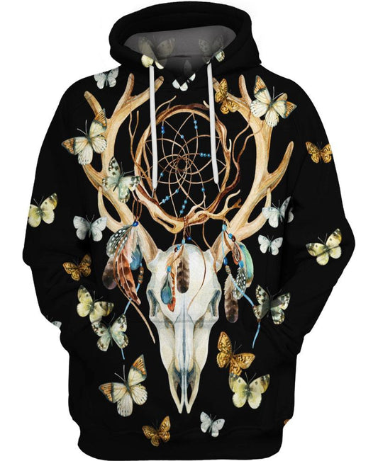 Native American Deer Skull Butterfly