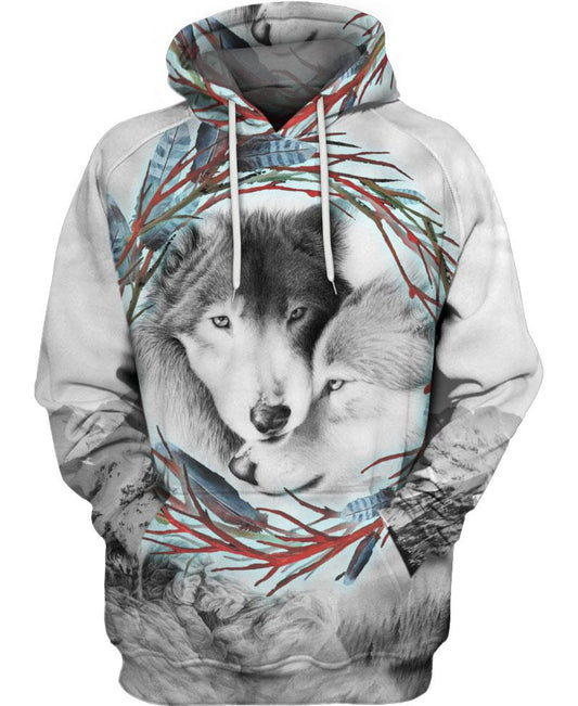 Native American Cute Couple Wolves