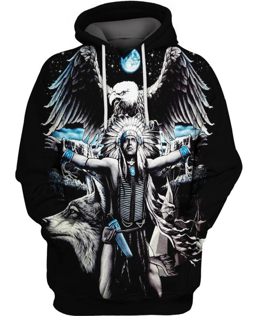 Native American Indian Chief Wolf Eagle Moon